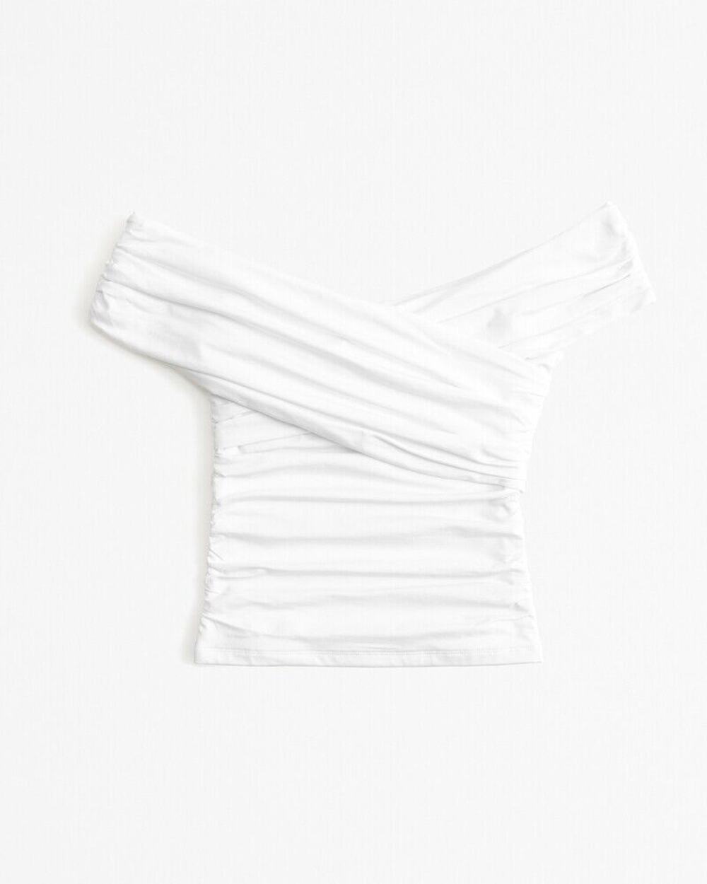 Abercrombie & Fitch Off-The-Shoulder Ruched Wrap Top - S - White